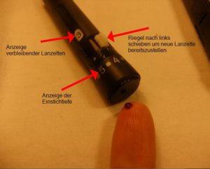 Detailansicht der Stechhilfe